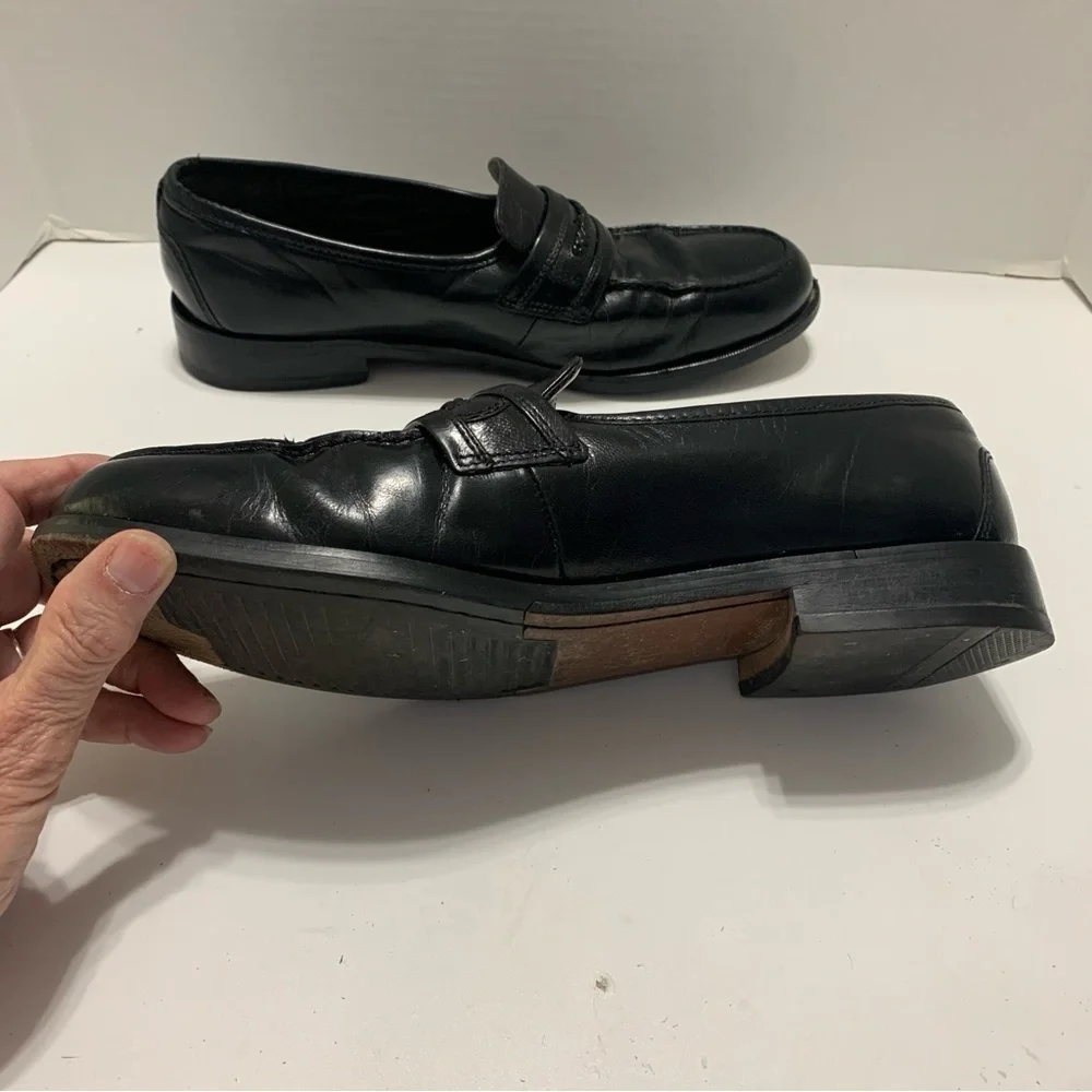 Nunn Bush Men’s Black Leather Braided Slip-On Loafers
